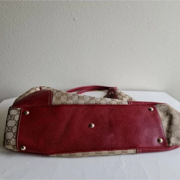 GUCCI - Authentic Large GG Red/Brown Canvas Tote - Picture 3 of 9